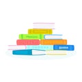 Pile of colorful books or textbooks. Reading. Design for library, bookstore, publishing house, university, college