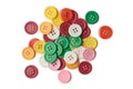 pile of colorful buttons isolated on white Royalty Free Stock Photo