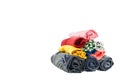 Pile of colorful clothes and Beautiful summer isolated on white Royalty Free Stock Photo