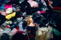 Pile of colorful clothes fabric,Lots of bright messy colorful clothing, abstract background