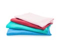 Pile of colorful clothes isolated on white background. Royalty Free Stock Photo