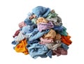 Pile of colorful clothes isolated on white transparent background. Laundry, washing service Royalty Free Stock Photo