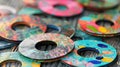 Pile of Colorful Compact Discs on Display Royalty Free Stock Photo
