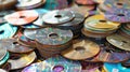 Pile of Colorful Compact Discs on Display Royalty Free Stock Photo