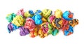 Pile of colorful crumbled paper balls