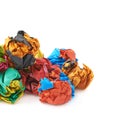 Pile of colorful crumbled paper balls