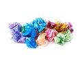 Pile of colorful crumbled paper balls isolated Royalty Free Stock Photo