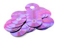 Pile of colorful DVDs or CDs on white background Royalty Free Stock Photo