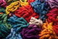 pile of colorful dyed silkworm cocoons