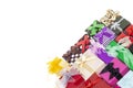 Pile of colorful gift boxes over white with copy space Royalty Free Stock Photo