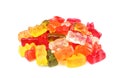 Pile of colorful gummy bears isolated on white background. Delicious jelly treats Royalty Free Stock Photo