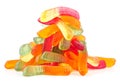 Pile of colorful jelly worm candies isolated on white background. Sweet jelly candies Royalty Free Stock Photo