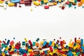 A pile of colorful Lego blocks scattered all over the place. Royalty Free Stock Photo