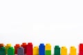 Colorful lego building blocks on a white background. Educational game Royalty Free Stock Photo