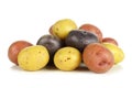 Pile of colorful little potatoes over white Royalty Free Stock Photo