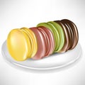 Pile of colorful macaroons on plate