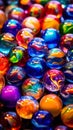 A pile of colorful marbles sitting on top of a table. Generative AI image. Royalty Free Stock Photo