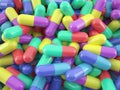 Pile of colorful pills lying on the floor