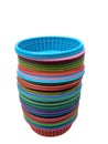 Pile of colorful plastic baskets Royalty Free Stock Photo