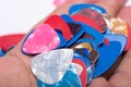 Pile of colorful plastic guitar picks Royalty Free Stock Photo