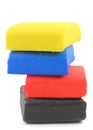 Pile of colorful plasticine blocks on white Royalty Free Stock Photo