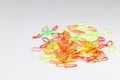 Pile of colorful, rainbow colors, multi colored elastic rubber bands Royalty Free Stock Photo