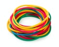Pile of colorful rubber bands isolated on a white background Royalty Free Stock Photo