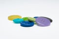 Pile of colorful sewing plastic buttons on white background Royalty Free Stock Photo