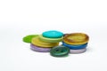 Pile of colorful sewing plastic buttons on white background Royalty Free Stock Photo