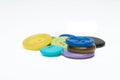 Pile of colorful sewing plastic buttons on white background Royalty Free Stock Photo
