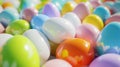 Pile of colorful shiny Easter eggs background