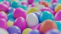 Pile of colorful shiny Easter eggs background