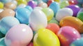 Pile of colorful shiny Easter eggs background