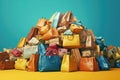 Pile of colorful shopping bags. Over consumption and shopaholism. Generative AI Royalty Free Stock Photo