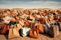 Pile of colorful shopping bags. Over consumption and shopaholism. Generative AI Royalty Free Stock Photo