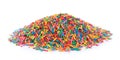 Pile of colorful sprinkles on white background. Confectionery decor Royalty Free Stock Photo