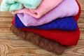 Pile of colorful warm clothes