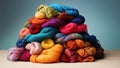 a pile of colorful yarn