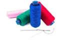 Pile,coloured bobbins of thread Royalty Free Stock Photo