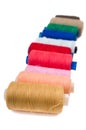 Pile,coloured bobbins of thread Royalty Free Stock Photo