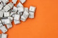 Pile of computer keyboard keys on the orange background Royalty Free Stock Photo