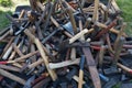 A pile of construction tools