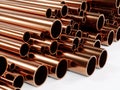 Pile of copper pipes