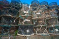 Crab Pots Piled Up In The Harbour