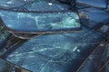 Pile of cracked car windscreens. Selective focus
