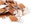 Pile of cracked egg shells isolated Royalty Free Stock Photo