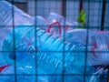 Pile of crumpled plastic bottles as background, closeup Royalty Free Stock Photo