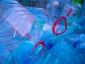 Pile of crumpled plastic bottles as background, closeup Royalty Free Stock Photo