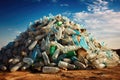 Pile of crumpled plastic bottles at a landfill