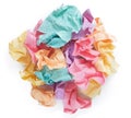 Pile of crumpled sticky reminder notes with shadows